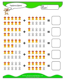 Toplama İşlemi Çalışma Sayfaları